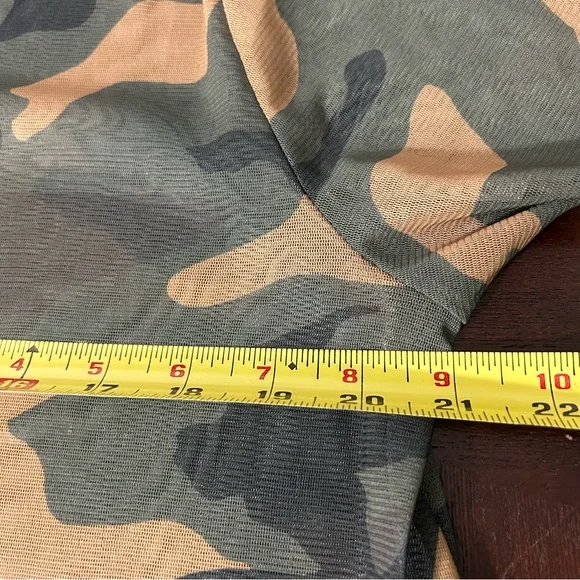 Zara Trafaluc Camo Fatigue Sheer Peplum Top Hi Lo Oversized Sz M - Picture 8 of 9